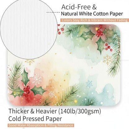 50 Sets Watercolor Paper, 4x6 Inch Watercolor Cards with Envelopes, 140lb/300gsm Water Color Paper, Art Supplies for Adults Kids, Cold Press Textured Cotton Sheets, Artist Painting Drawing Postcards