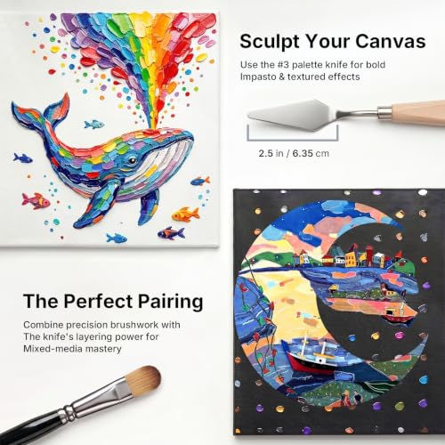 Nicpro 30pcs Paint Brush Set, Professional Paintbrushes with Paint Spatula and Cloth Roll, Craft Paint Brushes for Acrylic Painting, Oil, Watercolor, Gouache, Art Supplies for Artists and Beginners - color: Black