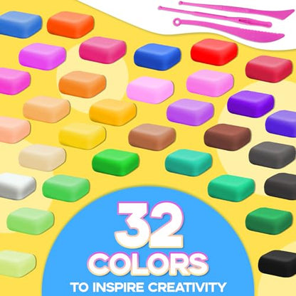 MuseLuxe Air Dry Clay - 32 Colors Modeling Clay Kit with 3 Sculpting Tools | Safe & Non-Toxic,Crafts DIY Magic Gifts Toys for Boys,Girls,Kids - color: 32 Colors