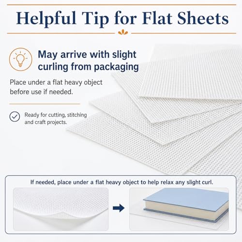 YOUNTHYE 12 Pack 14 Count Plastic Canvas Sheets, 8.2 x 11 Inch White Plastic Mesh Canvas for Needlepoint, Cross Stitch, Embroidery, Acrylic Yarn Crafts, Crochet Projects and DIY Decorations - size: 14count