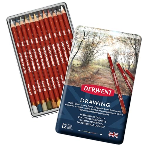 Derwent Colored Drawing Pencils, 5mm Core, Metal Tin, 12 Count (0700671) - size: 1 Count (Pack of 12)