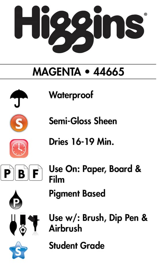 Higgins Pigmented Drawing Ink, Magenta, 1 Ounce Bottle (44665) - color: Magenta