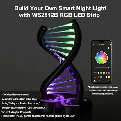 LED Light Box Kit for 3D Printed Light, RGB LED Strip Lights for Bambu Lab 3D Printer WS2812B, Smart App Control Small Lamp for MakerWorld DIY Models, USB 5V (5M/16.4FT & 3Pack APP Control) - style: 5M/3PCS APP Control