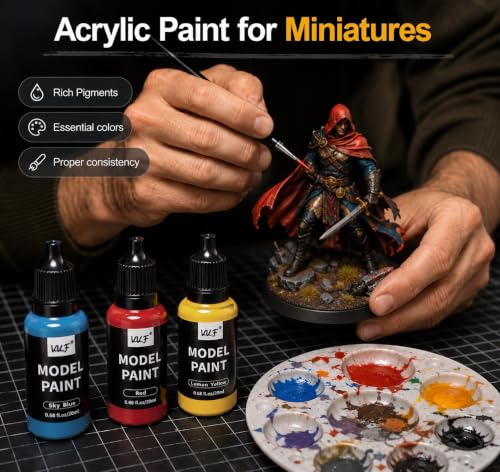 VVF 18 Colors Model Paint Set, Ready to Use Acrylic Miniature Paint | with 2 Metallic Colors, Plus 2 Thinners, Brush & Airbrush Compatible, for Miniatures, 3D Printed, Wargaming & Tabletop Games
