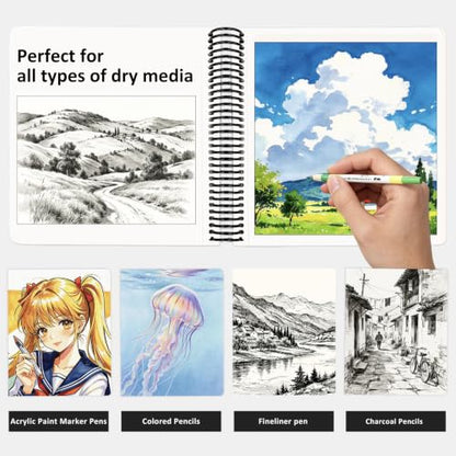 Hardcover Sketchbook,7.2"x8.3"Spiral Bound Drawing Pad, Butterfly | 150gsm(92lb)Acid-Free Thick Paper,Blank Art Journal for Adults,Artists&Beginners,Ideal for Sketching,Doodling and Mixed Media - color: butterfly