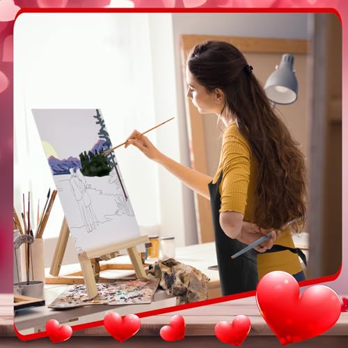 Motipuns 12 Set Couples Painting Kit Date Night Sip and Paint Kit | 8 x 10 Inch, Pre Drawn Canvas to Paint, Pre Printed Canvas with Easels Paints Brushes Aprons, Adult Romantic Party Supplies - style: Romantic Date