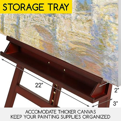 MEEDEN Walnut Large Painters Easel Adjustable Solid Beech Wood Artist Easel, Studio Easel for Adults with Brush Holder, Holds Canvas up to 48" - color: Deep Walnut