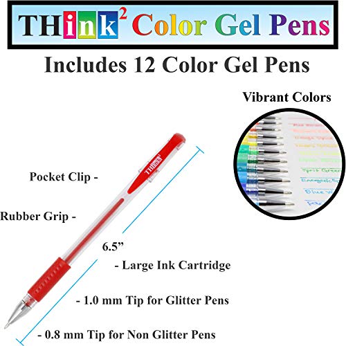 [24 Pack] Think2 Pens & Markers Supply Kit. Includes 3 Highlighter, 4 Permanent Markers, 2 Dry Erase Markers, 12 Color Gel Pens and 3 Retractable gel pens Supplies - color: Variety Pack