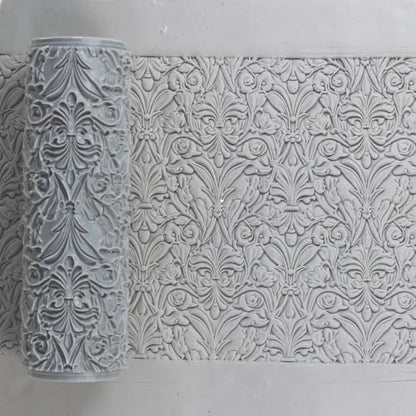 Baroque Flowers Clay Texture Roller 2" for Polymer Clay - color: Baroque Flowers Roller, size: 2 inch