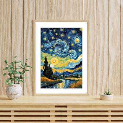 Yanfairy Starry Night Diamond Art Painting Kits for Adults, Full Drill Diamond Dots Paintings for Beginners, Round 5D Paint with Diamonds Pictures Gem Art Painting Kits DIY Crafts Kits 12x16inch - color: Starry Night