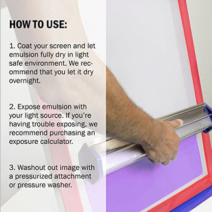 Ecotex® PWR Screen Printing Emulsion - Plastisol & Water Based Ink, 1 Pt | Premixed And Pre-Sensitized, Water Resistant Formula - Works With LED, DIY Halogen, Or UV Exposure Units - 1 Pint - size: 16 Fl Oz (Pack of 1)