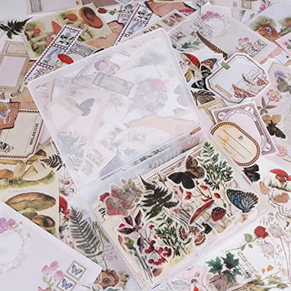 200Pcs Vintage Scrapbook Stickers, Aesthetic Junk Journal Stamping Supplies Kit, Scrapbooking Ephemera Washi Paper for Bullet Journaling Planners Diary Collage - style: Forest