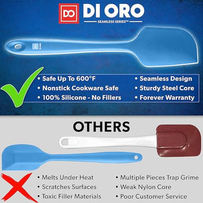 DI ORO Silicone Spatula Set - 600F Heat Resistant, 5-Pc Blue - color: Blue
