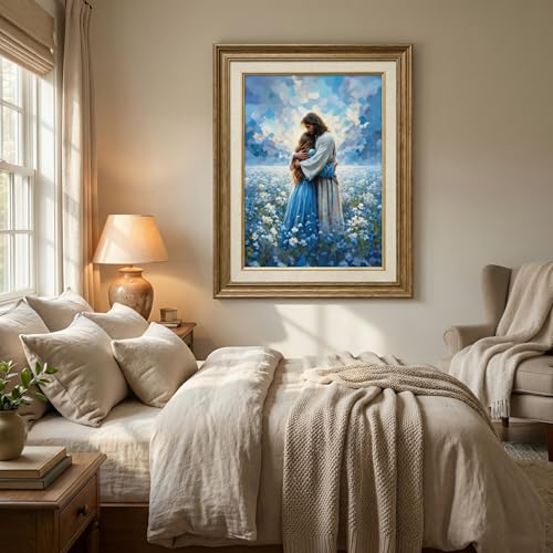 Daisy Jesus Hugging Diamond Art Kits for Adults Beginner, 5D Diamond Painting Kits, Diamond Dots Gem Art Crafts with Round Full Drill Crafts for Home Wall Decor Gift Wall Decor 12X16 Inch - color: Daisy Jesus Hugging