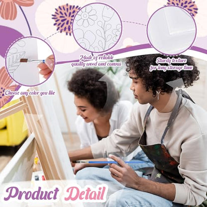 Sherr 285 Pcs 30 Sets Sip and Paint Kit for Adults,Floral | Pre Drawn Canvas to Paint for Adults, Acrylic Paints, Brushes, Easels, Date Night, Birthday Party Gifts - style: Colorful Flower