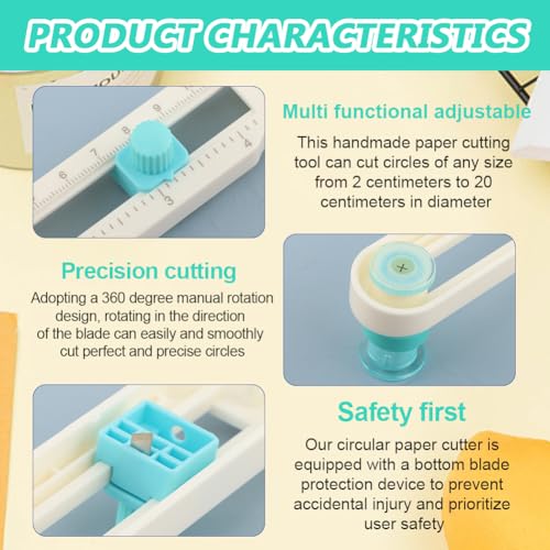 Circle Cutter for Paper Crafts – Rotary Knife, Scrapbooking/Card Making, Cuts 0.78-7.87" - color: Circle Cutter