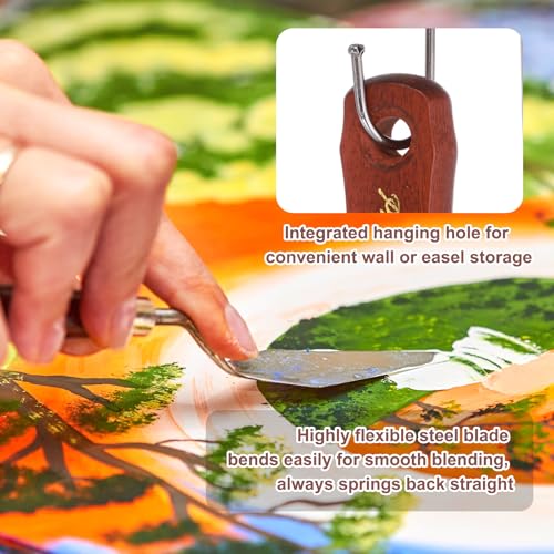 MECCANIXITY Pack of 1 Large Palette Knife No.14, 10.6" Long Palette Knives with Stainless Steel Flexible Spatula Pallet Knife and Wood Handle for Scraping, Mixing, Oil Acrylic Painting Canvas - style: No.14