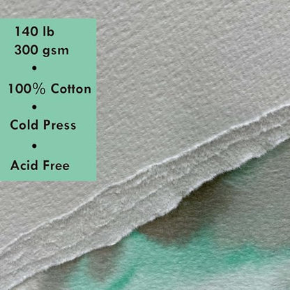 Square 100% Cotton Watercolor Paper Sketchbook, 140 LB, Cold Press - color: Deep Green, size: 6"x6"