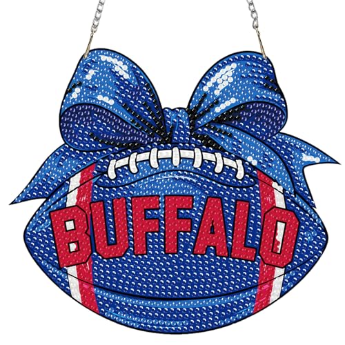 Rertcioph Football Diamond Art Hanging Kit for Adults, DIY Acrylic 5D Diamond Painting Hanging Ornament for Buffalo Home Wall Decor and Gift - color: Buffalo