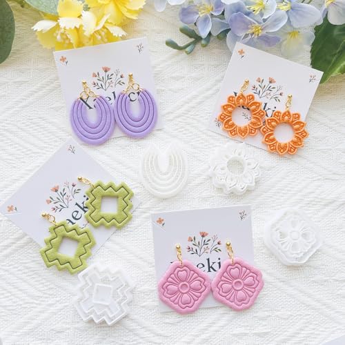 Geometric Pattern Polymer Clay Cutters Set – Molds and Clay Cutters for Polymer Clay, Clay Earring Tools - color: D color