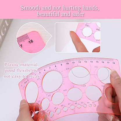 LOKUNN Circle Template for Drawing, Pink Circle Stencil Templates | Ruler Quilling Tool, Round Hole Ruler Tool, Circle Stencils for Painting, Plastic Circle Measuring Templates for Office Home - color: 1 pcs pink