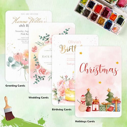 Prudiut 50 Pack Watercolor Postcards, 4x6 Inch, 140Lb Cotton Paper | Blank Mailing Cards for Painting, Invitations and Diy; Absorbent Cotton Paper, Durable Texture, Ideal for Kids and Adults