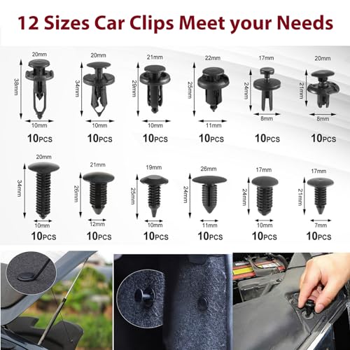 JNLK 352pcs Trim Removal Tool, Pry Tool, Door Panel Removal Tool Kit, Clip Tool, Fasteners Removal Tool with Car Retainer Body Clips Set, red - color: Red