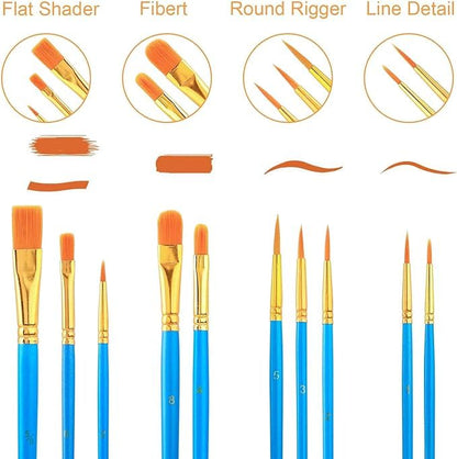 AROIC Paint Brush Palette Set, 6 Packs of 60 Brushes and 6 Tray Palettes | Nylon Brush Head, Suitable for Oil Watercolor, etc., Perfect Art Painting Set - size: 60 Brushes 6 Palettes