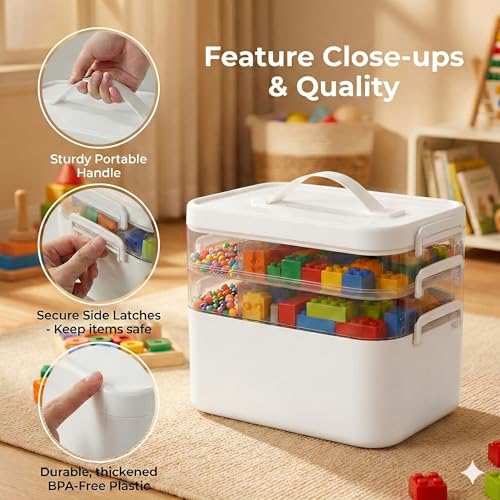 3-Tier Art Supply Storage Organizer with Adjustable Dividers - color: Three-Layer
