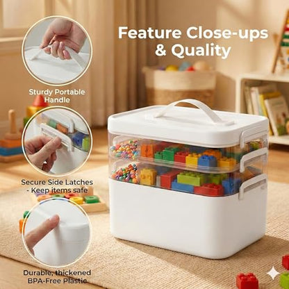 3-Tier Art Supply Storage Organizer with Adjustable Dividers - color: Three-Layer
