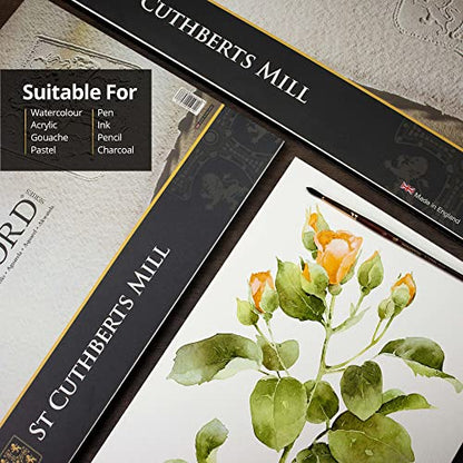 St Cuthberts Saunders Waterford CP Block White 300gsm 360 x 260mm 20 Sheets | Cold Pressed Paper, Professional Watercolour Paper, For Professional Artists - size: ['254 x 356 mm']