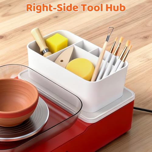 Skirfy Pottery Wheel for Adults Kids,Complete Pottery Set for Beginners with 6.3" Turntable with Two-Way Rotation,Craft Kits Toys Birthday Gifts for Boys Girls(Red) - color: Red