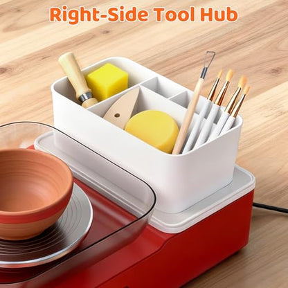 Skirfy Pottery Wheel for Adults Kids,Complete Pottery Set for Beginners with 6.3" Turntable with Two-Way Rotation,Craft Kits Toys Birthday Gifts for Boys Girls(Red) - color: Red
