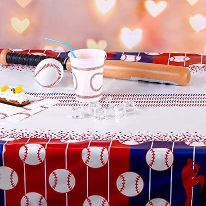 durony 2 Pieces Baseball Tablecloth Plastic Baseball Table Cover Baseballs Theme Party Supplies Waterproof Rectangle Tablecloth for Baseballs Theme Birthday Sport Party Decorations - style: Baseball
