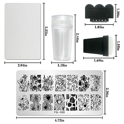 AddFavor Nail Stamper Kit - 7pcs Flower Leaves Stamping Plate with Silicone Stamper and Scraper, Animal Image Nail Stencils, Design Supplies - color: Style A