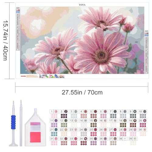 YOYA Large Diamond Art Kits for Adults, Flowers, 27.5 x 15.7 Inch | 5D Large Diamond Painting Kits, DIY Round Full Drill Diamond Art Flowers, Diamond Painting Gem Art and Crafts, Home Decor - color: Flowers 034