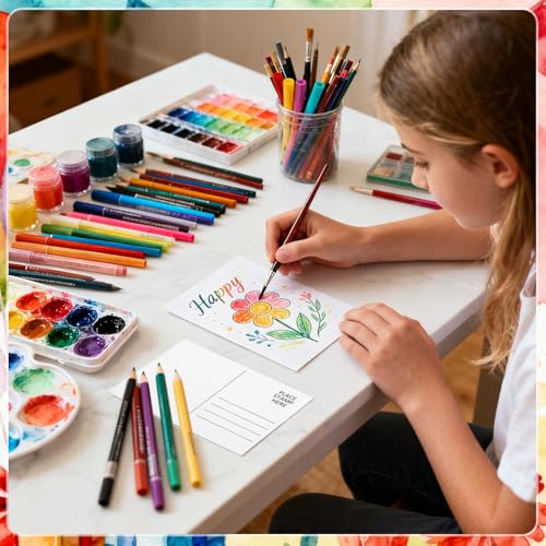 LOTMER 100 Pack 4 x 6 Inch Watercolor Postcards | 100% Cotton 140 lb/300 gsm Blank Watercolor Cards for Painting, Mailing, Invitations, Gift Cards and DIY Art Projects