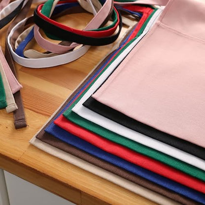 TOSHE Waist Apron 3 Pockets Waterdrop Resistant Cotton Server,Chef,Waitress - color: Powder Pink