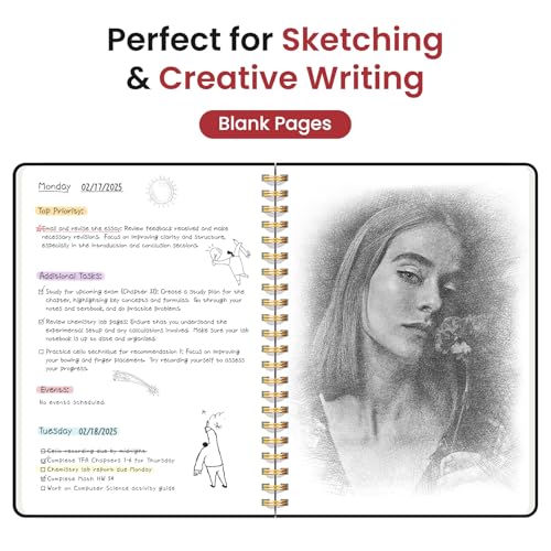 Taja Blank Spiral Journal Notebook for Women & Men, 140 Pages, Sketch Book, Plain Notebook for Drawing & Sketching, Journals for Creative Writing, A5(5.7" x 7.9") – Black - color: C.Black, style: d-Blank