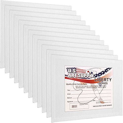 U.S. Art Supply 9 X 12 Inch Art Canvas Board Panels 12 Pack - 8 Ounce Heavyweight Cotton Acid Free Canvases for Painting Acrylics and Watercolor (1 Case of 12 Single Canvas Painting Panels) - size: 9" x 12"