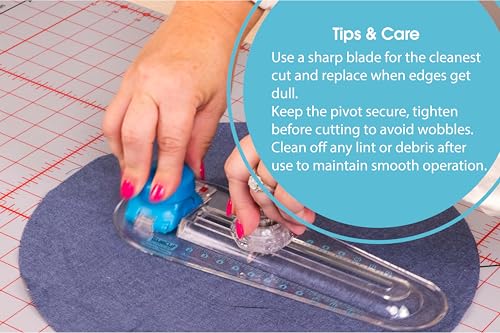 TrueCut 360° Fabric Circle Cutter – Rotary Cutting Tool for Quilting, Sewing, Crafting – Cuts Perfect 1-12" Circles in Fabric, Felt, Vinyl, Paper – Easy-to-Use Precision Blade