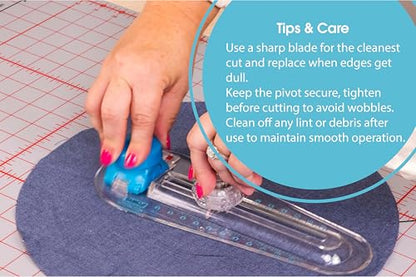 TrueCut 360° Fabric Circle Cutter – Rotary Cutting Tool for Quilting, Sewing, Crafting – Cuts Perfect 1-12" Circles in Fabric, Felt, Vinyl, Paper – Easy-to-Use Precision Blade