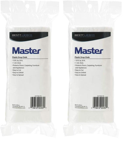 Bestt Liebco 557700170 Master 10' x 20' Clear 1 mil Plastic Drop Cloth (Pack of 2) - size: 10 x 20 ft. (Pack of 2)