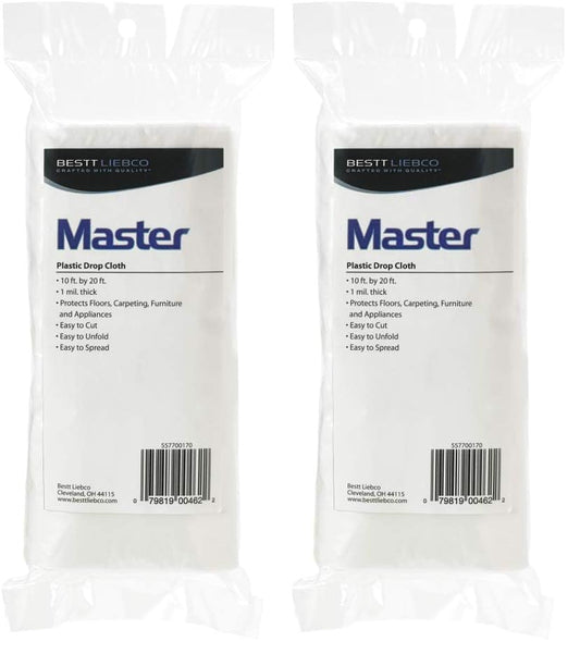 Bestt Liebco 557700170 Master 10' x 20' Clear 1 mil Plastic Drop Cloth (Pack of 2) - size: 10 x 20 ft. (Pack of 2)