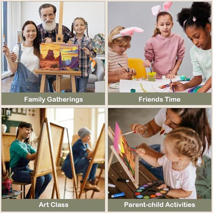 12 Packs Pre Drawn Canvas to Paint for Adults, Pre Printed Canvas for Kids, Pre Stretched Canvas Outline Painting Boards for Beginners, Students, Party Favor (5 * 7 inch, Landscape) - style: Landscape