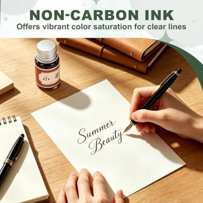 PATIKIL 2 Pcs Fountain Pen Ink Light Yellow Green, 5ml Calligraphy Dip Pen Bottled Ink with Gold Glitter Non-Carbon, Smooth Flow Color Dip Drawing Set for Writing, Painting, Journaling