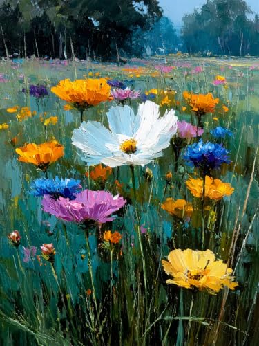 Diamond Art Kits for Adults, Flowers Diamond Art Painting Kits for Adults | Stress Relief Daisy Flowers Full Round Drills 5D Heartfelt DIY Gift Gem Crafts Kits Wall Decor HD Canvas 11.8x15.7 in 30x40cm - color: Daisy