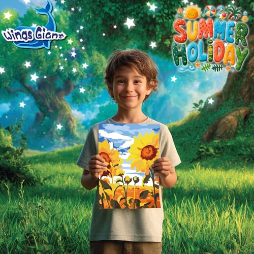 Wings Giant Paint by Numbers Kit for Kids, Flower Crafts and Fun, Acrylic Paint Set, Canvas Painting Kit, Include Framed Pre-Drawn Canvas, Color by Numbers - color: Landscape Art