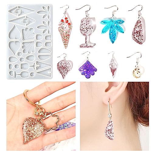 Attuslla Earring Silicone Resin Molds Earring Epoxy Resin Molds DIY Craft with Ear Hooks, Jump Rings for DIY Women Earrings, Pendants, Rings, Jewelry Craft Supplies - color: Style 5