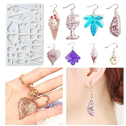 Attuslla Earring Silicone Resin Molds Earring Epoxy Resin Molds DIY Craft with Ear Hooks, Jump Rings for DIY Women Earrings, Pendants, Rings, Jewelry Craft Supplies - color: Style 5